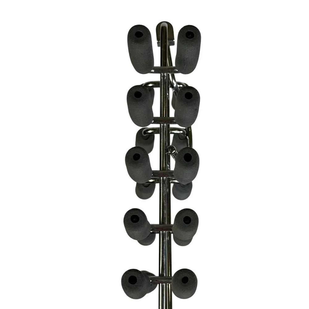 Chrome Multi-Tier Tie and belt Organizer 12‎ Non-Slip Foam Hooks Silver